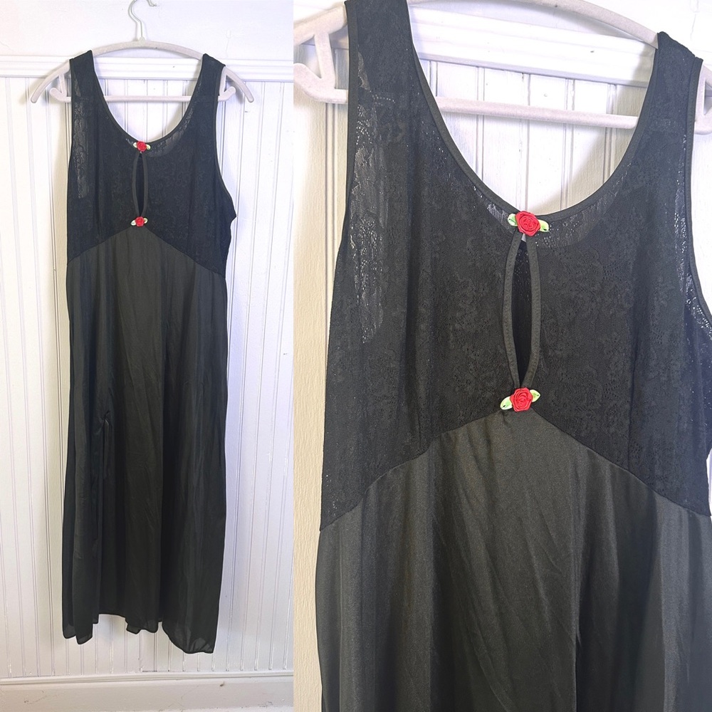 53. Black Soft Lace Stretchy Maxi Slip